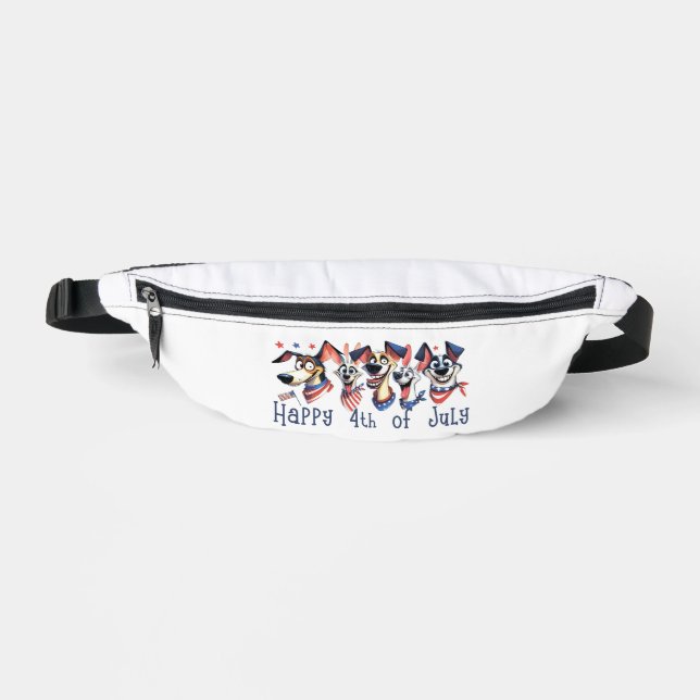 July 4th. Independence Day. Funny Dogs Fanny Pack (Front)