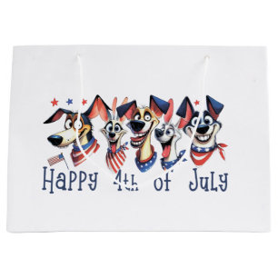 July 4th. Independence Day. Funny Dogs Large Gift Bag