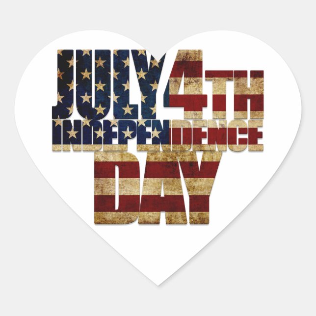 July 4th Independence Day Heart Sticker (Front)