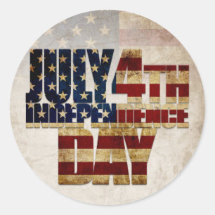July 4th Independence Day Vintage Flag Design Classic Round Sticker