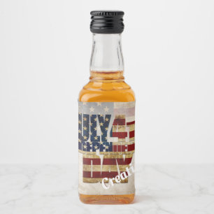 July 4th Independence Day Vintage Flag Design Liquor Bottle Label