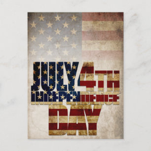 July 4th Independence Day Vintage Flag Design Postcard
