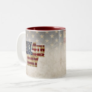July 4th Independence Day Vintage Flag Design Two-Tone Coffee Mug