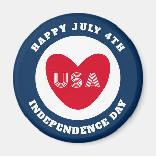 July 4th Love the USA Patriotic Red White Blue Magnet