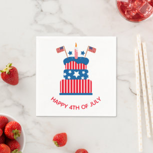 July 4th Party Red White and Blue Cake Napkin