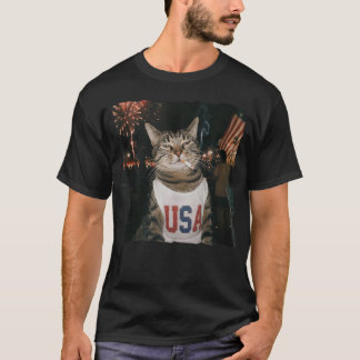July 4Th Patriotic Cat Smoking Cigarette 250 T-Shirt