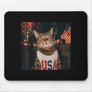 July 4th Patriotic Cat Smoking Cigarette 250 Years Mouse Pad