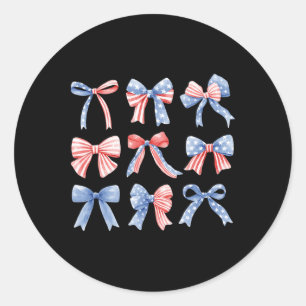 July 4th Patriotic Coquette Girly Girl American Fl Classic Round Sticker