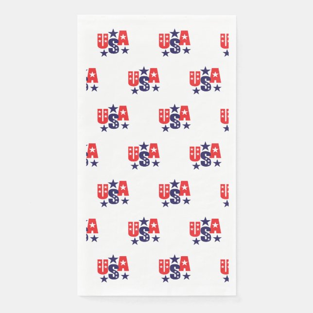 July 4th Patriotic Paper Guest Towel Napkin (Front)