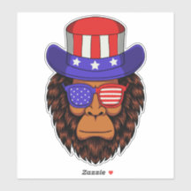 July 4th Patriotic USA Hat Wearing Bigfoot