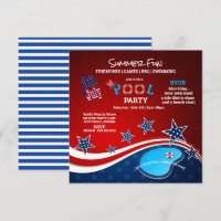 July 4th Pool Party BBQ Fireworks Invitation