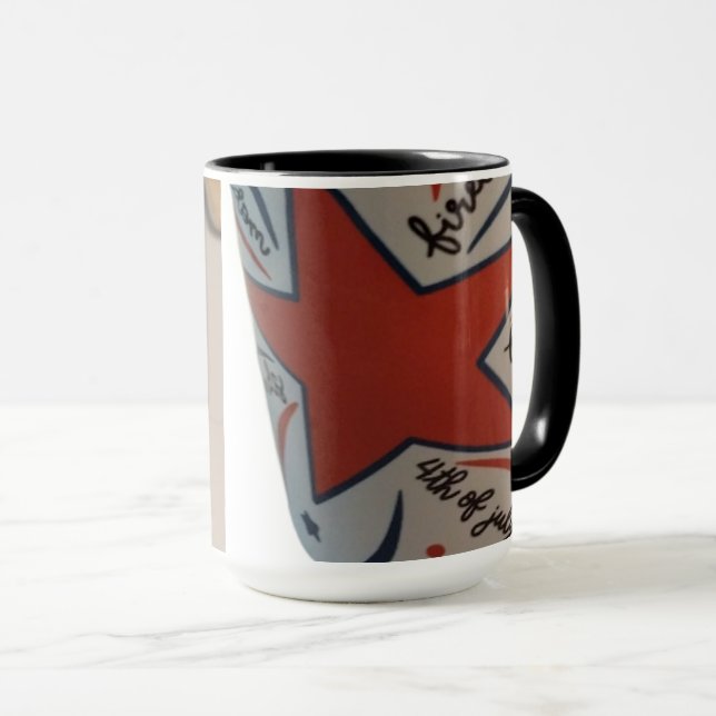 July 4th red white and blue mug (Front Right)