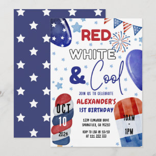 July 4th Red, White Blue 1st 3rd 5th 6th Birthday Invitation