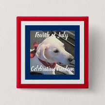 July 4th Red White Blue Cute Dog Wearing Scarf