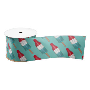 July 4th Rocket Pop Patriotic Popsicle Print Satin Ribbon