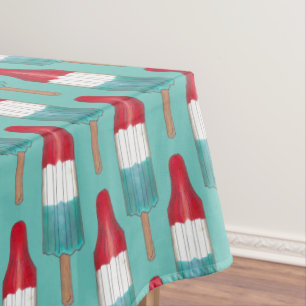 July 4th Rocket Pop Patriotic Popsicle Print Tablecloth