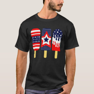 July 4th Shirt, American Flag Popsicle Toddler Kid T-Shirt