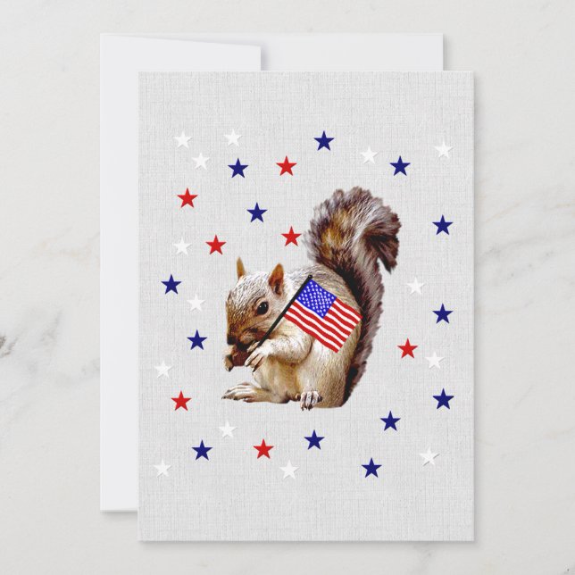 July 4th Squirrel Invitation (Front)