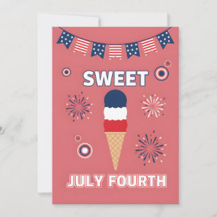 July 4th Sweet July Fourth Patriotic Ice Cream Holiday Card