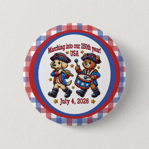 July 4th USA 250th Anniversary Semiquincentennial 2 Inch Round Button