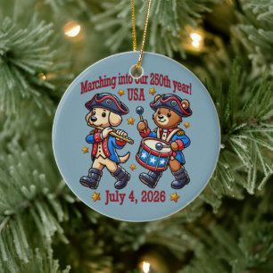 July 4th USA 250th Anniversary Semiquincentennial Ceramic Ornament