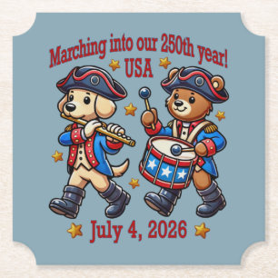 July 4th USA 250th Anniversary Semiquincentennial  Paper Coaster