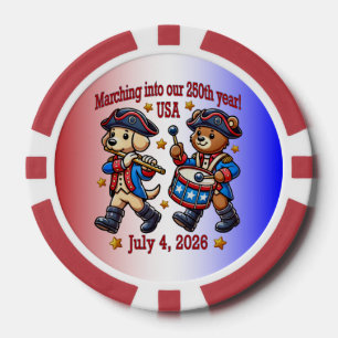 July 4th USA 250th Anniversary Semiquincentennial  Poker Chips