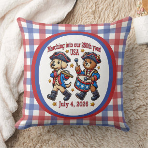 July 4th USA 250th Anniversary Semiquincentennial Throw Pillow