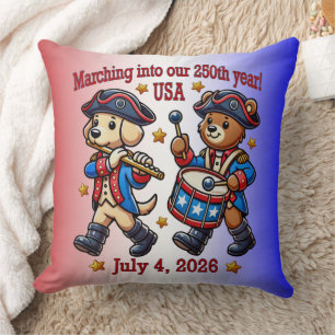 July 4th USA 250th Anniversary Semiquincentennial Throw Pillow