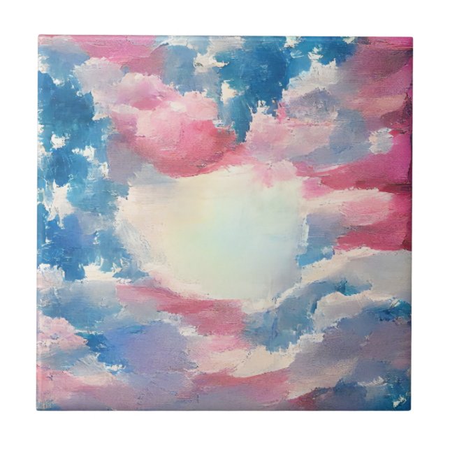 July 4th USA flag love digital abstract art  Tile (Front)
