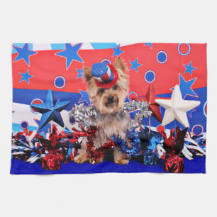 July 4th - Yorkie - Vinnie Kitchen Towel