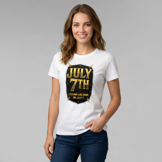 July 7th Birthday Legends Are Made Gold Lightning  T-Shirt