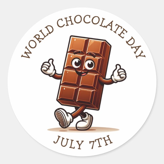 July 7th is World Chocolate Day Classic Round Sticker (Front)
