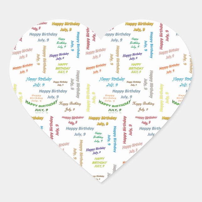 July, 9 Birthday Sticker (Front)