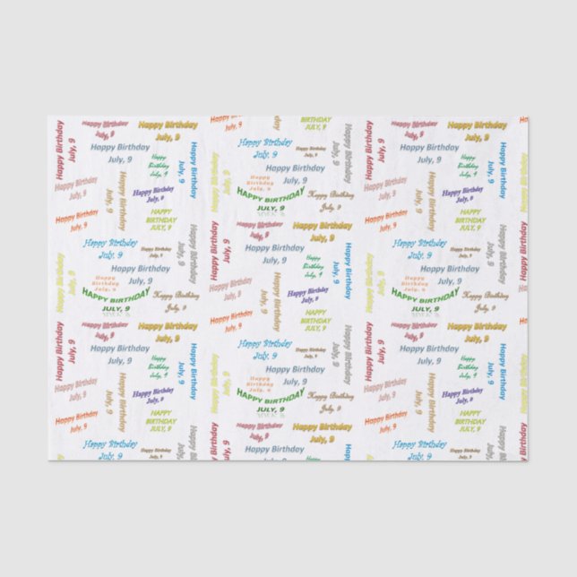 July, 9 Birthday Tissue Paper (Front)
