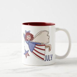 July Angel Summer Patriotic Design Two-Tone Coffee Mug