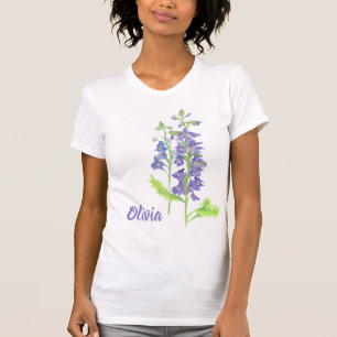 July birth flower Larkspur Watercolor T-Shirt
