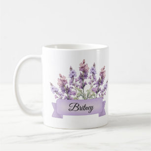 July Birth Flower Personalized Larkspur Coffee Mug