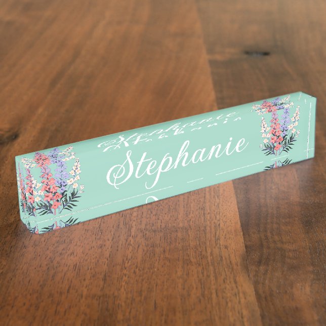 July Birth Flower Personalized Name  Nameplate (Side)