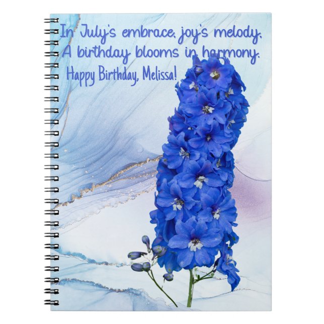 July Birth Flower Spiral Notebook  (Front)