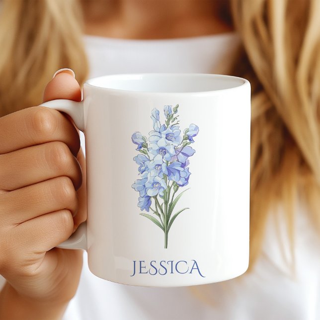 July Birth Month Flower Blue Delphinium Coffee Mug (Creator Uploaded)