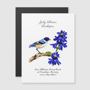 July Birth Month Flower Bluebird and Larkspur   