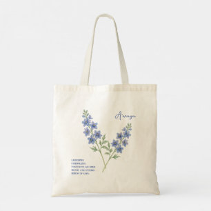 July Birth Month Flower Customizable Name Gift Tote Bag