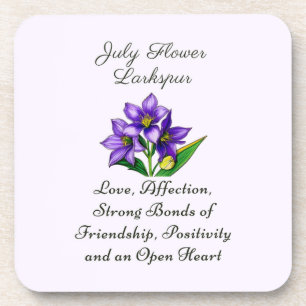 July Birth Month Flower Larkspur Floral Art Coaster