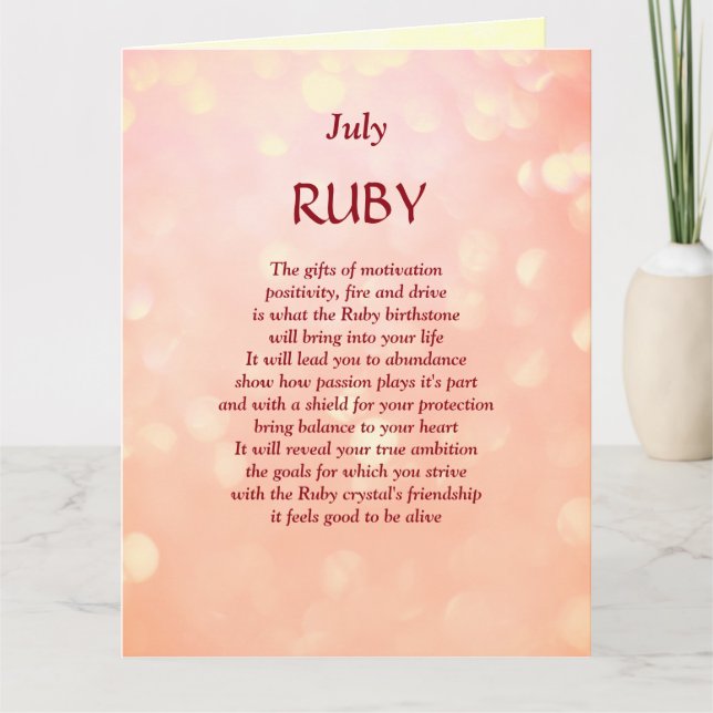 July birthday birthstone Ruby Greeting Card (Front)