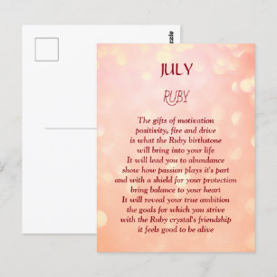 July birthday birthstone Ruby  Postcard