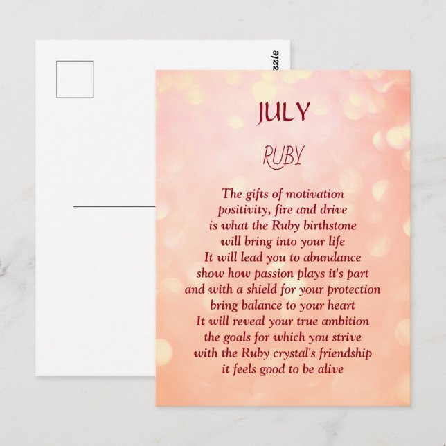 July birthday birthstone Ruby  Postcard (Front/Back)