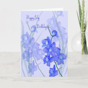 July Birthday Card with Larkspur, the July Flower