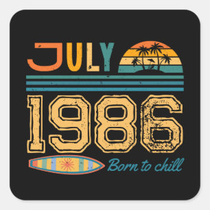 July  Birthday Custom Year  Square Sticker