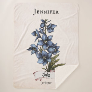 July Birthday Flower Sherpa Blanket